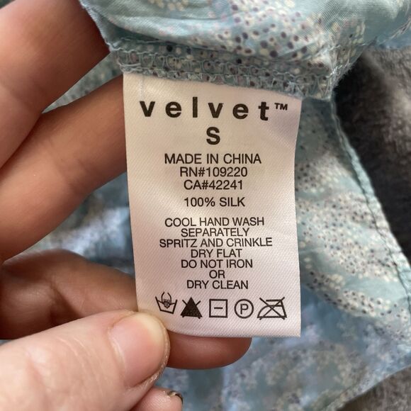 VELVET Mini Dress Womens Small Blue Silk Babydoll Crochet Boho Floral  Fairycore - Picture 6 of 10